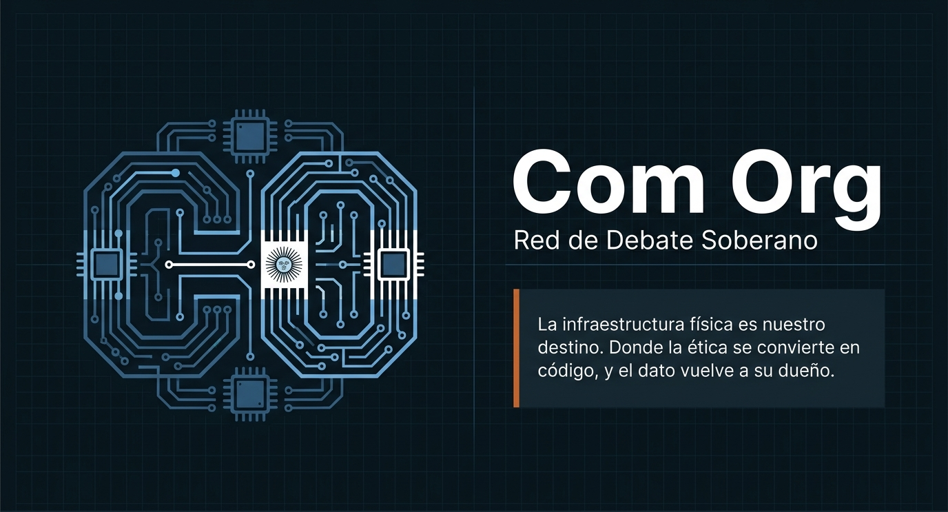 Com Org — Red de Debate Soberano. Circuito con la bandera argentina.